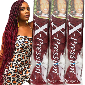 Wholesale Jumbo Braiding Hair Extensions Yaki Texture 41inch 165g Synthetic Fiber Braid Black Brown Box Braids Hair Attachment